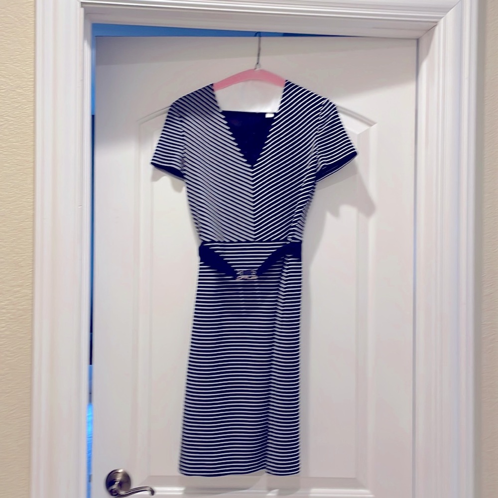 Hugo Boss striped navy and white size 4 dress and jacket.